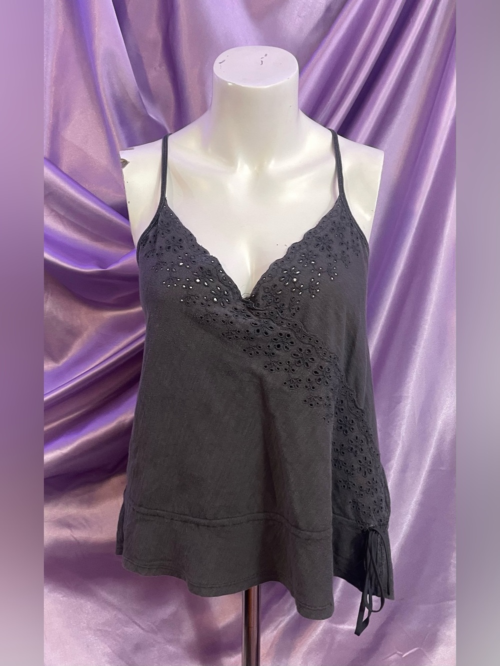Vintage Abercrombie & Fitch Eyelet Trim Drawstring Cami y2k